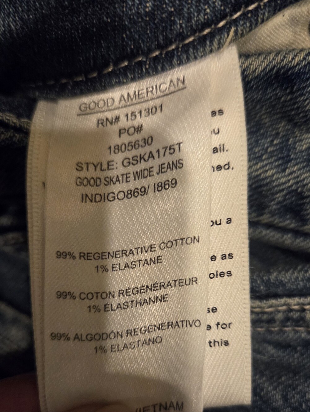 Good American Blue Denim Jeans with Label Detail 28 Inch Inseam - Picture 5 of 5